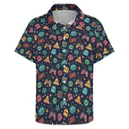 Video Arcade Women's Short-Sleeve Button Up Shirt Women's Short-Sleeve Button Up Shirt Games Printed Offshore Retro