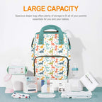 Cute Colourful Dinosaurs - Multi-Function Backpack, Nappy / Diaper Bag