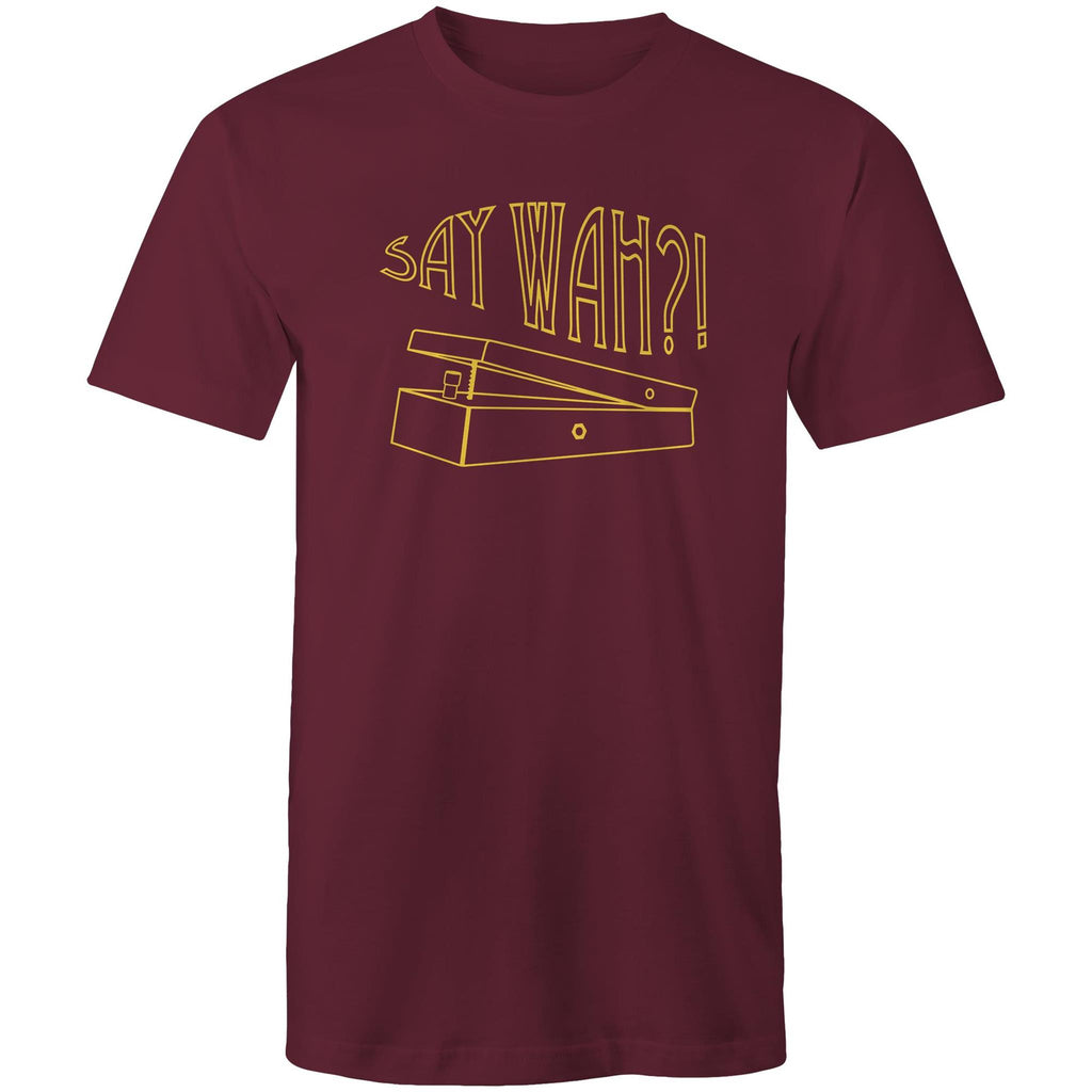 Say Wah, Guitar Pedal - Mens T-Shirt Burgundy Mens T-shirt Music Printed In Australia