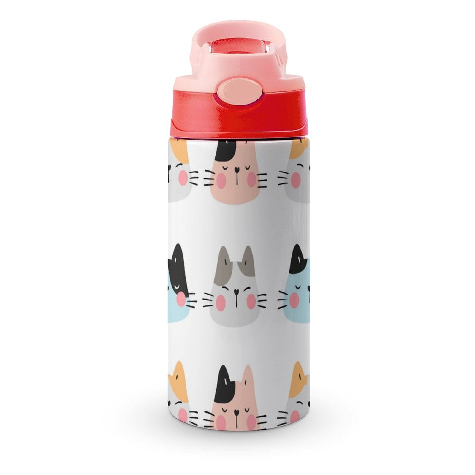 Cat Faces - Little Kids Water Bottle pink 350ml Little Kids Water Bottle animal Printed Offshore