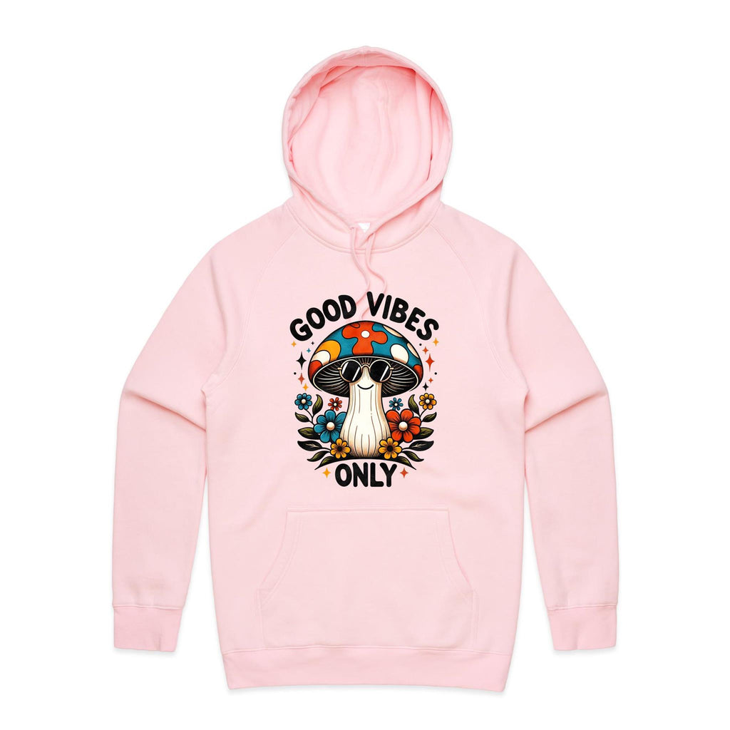 Good Vibes Only, Hippie Mushroom With Sunglasses - Mens Hoodie