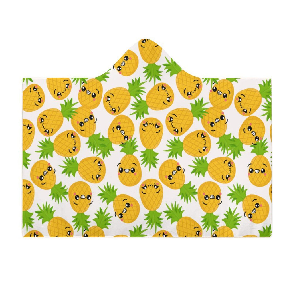 Cool Pineapples Kids Hooded Blanket 100cm x 130cm Kids Hooded Blanket Food Printed Offshore