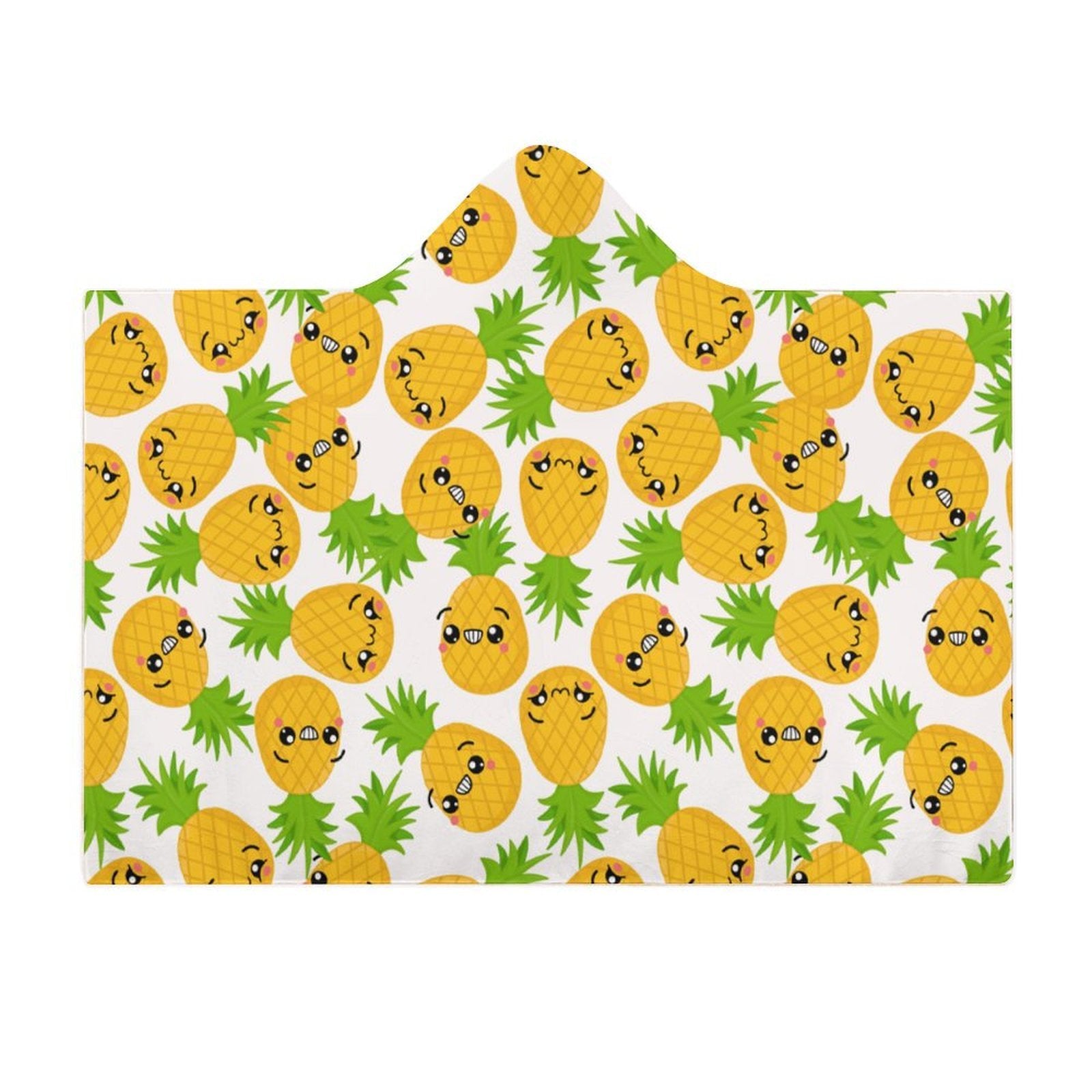 Cool Pineapples Kids Hooded Blanket 100cm x 130cm Kids Hooded Blanket Food Printed Offshore