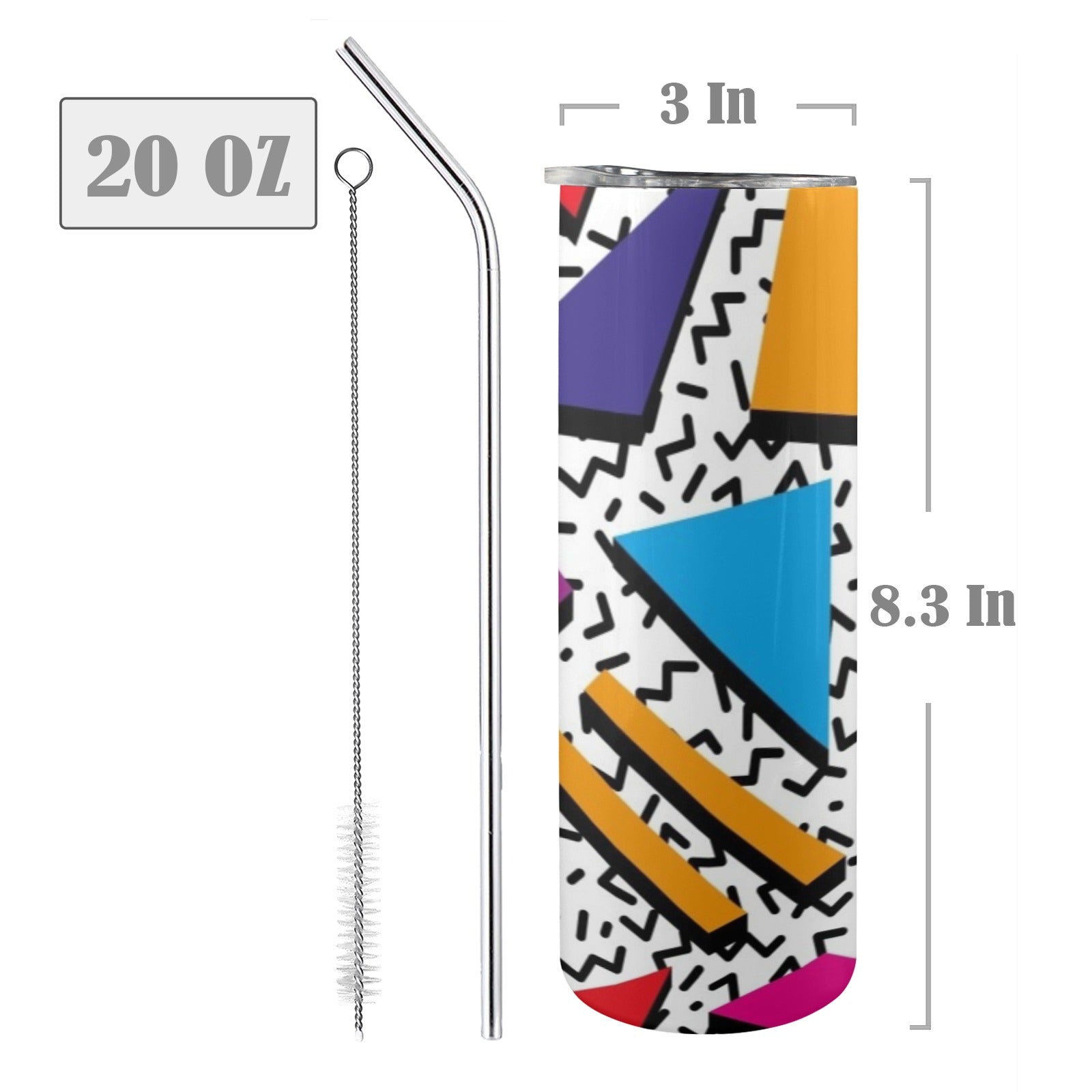 Graphic 80's - 20oz Tall Skinny Tumbler with Lid and Straw