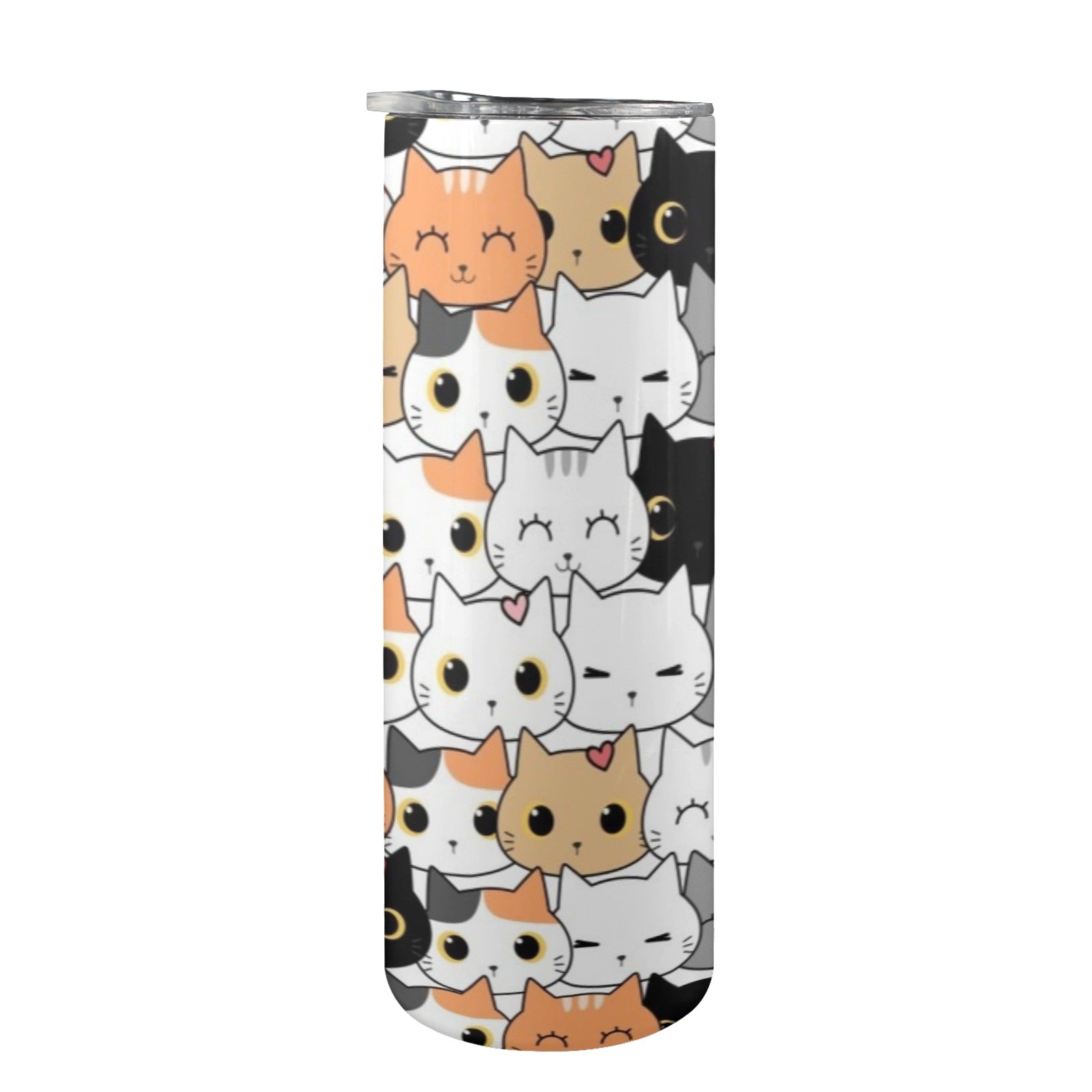 Cute Cartoon Cats - 20oz Tall Skinny Tumbler with Lid and Straw
