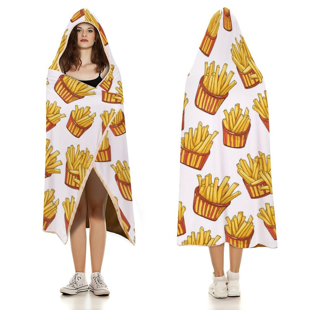 French Fries Kids Hooded Blanket 100cm x 130cm Kids Hooded Blanket Food Printed Offshore