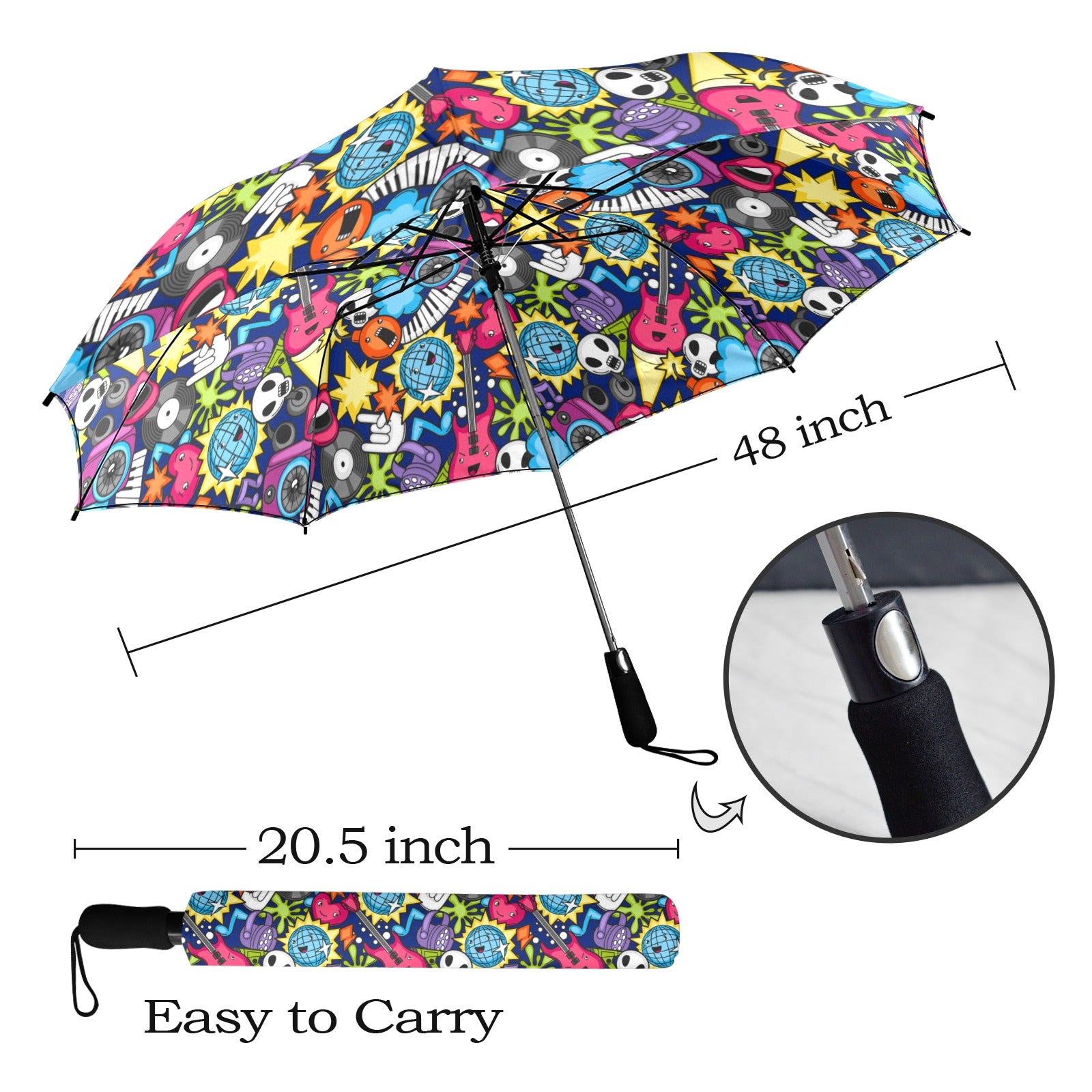 Sticker Music - Semi-Automatic Foldable Umbrella (Model U12) Semi-Automatic Foldable Umbrella (U12)