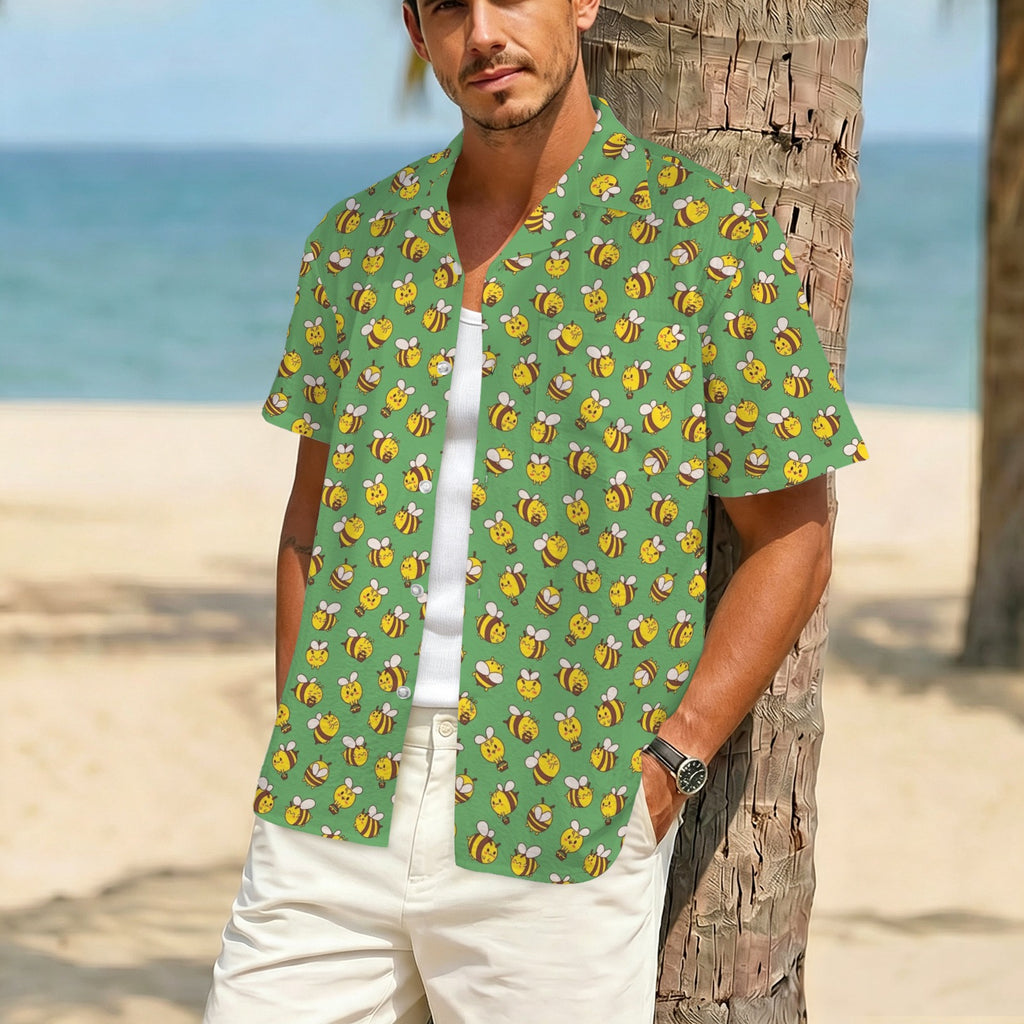 Busy Bees Men's Crinkle Hawaiian Shirt