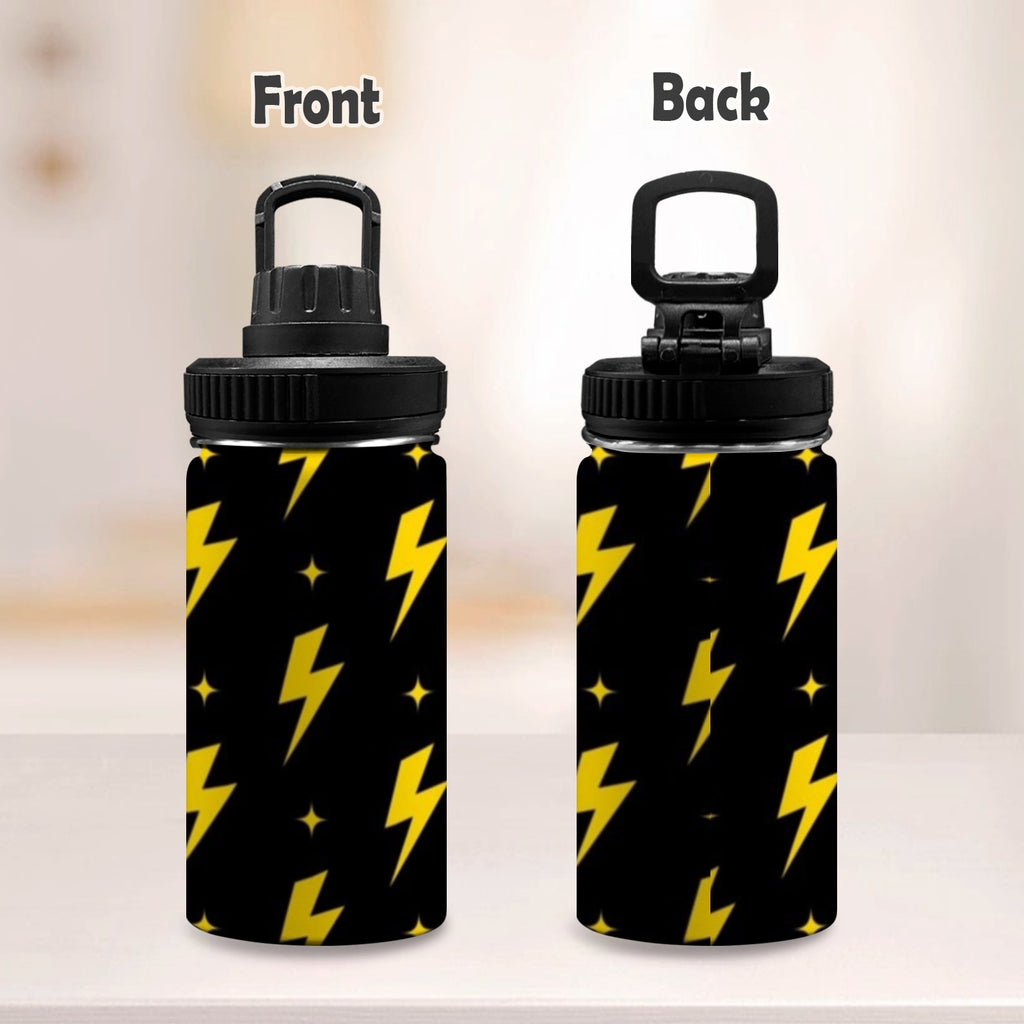 Yellow Lightning - Kids Water Bottle with Chug Lid (12 oz) Kids Water Bottle with Chug Lid comic Printed Offshore