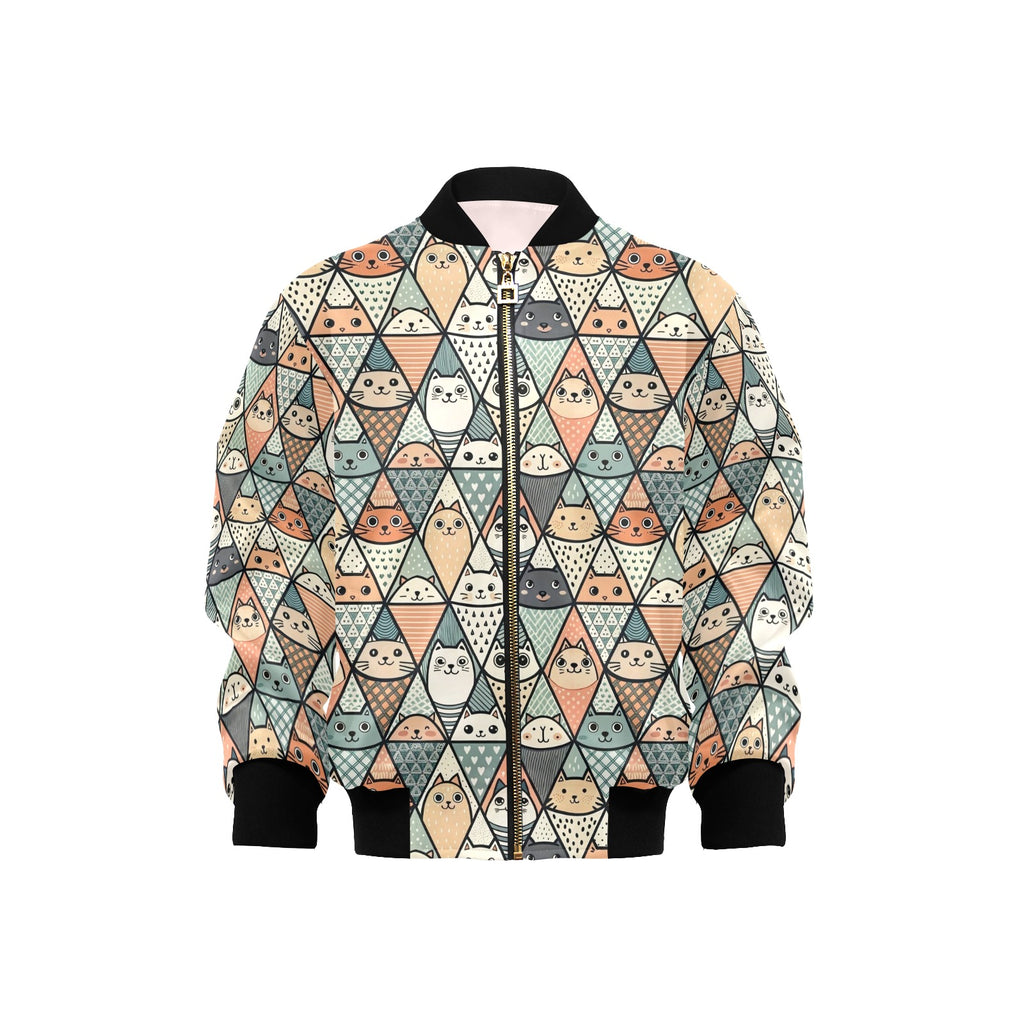 Diamond Cat Pattern Kids Bomber Jacket XL Kids Bomber Jacket animal Printed Offshore