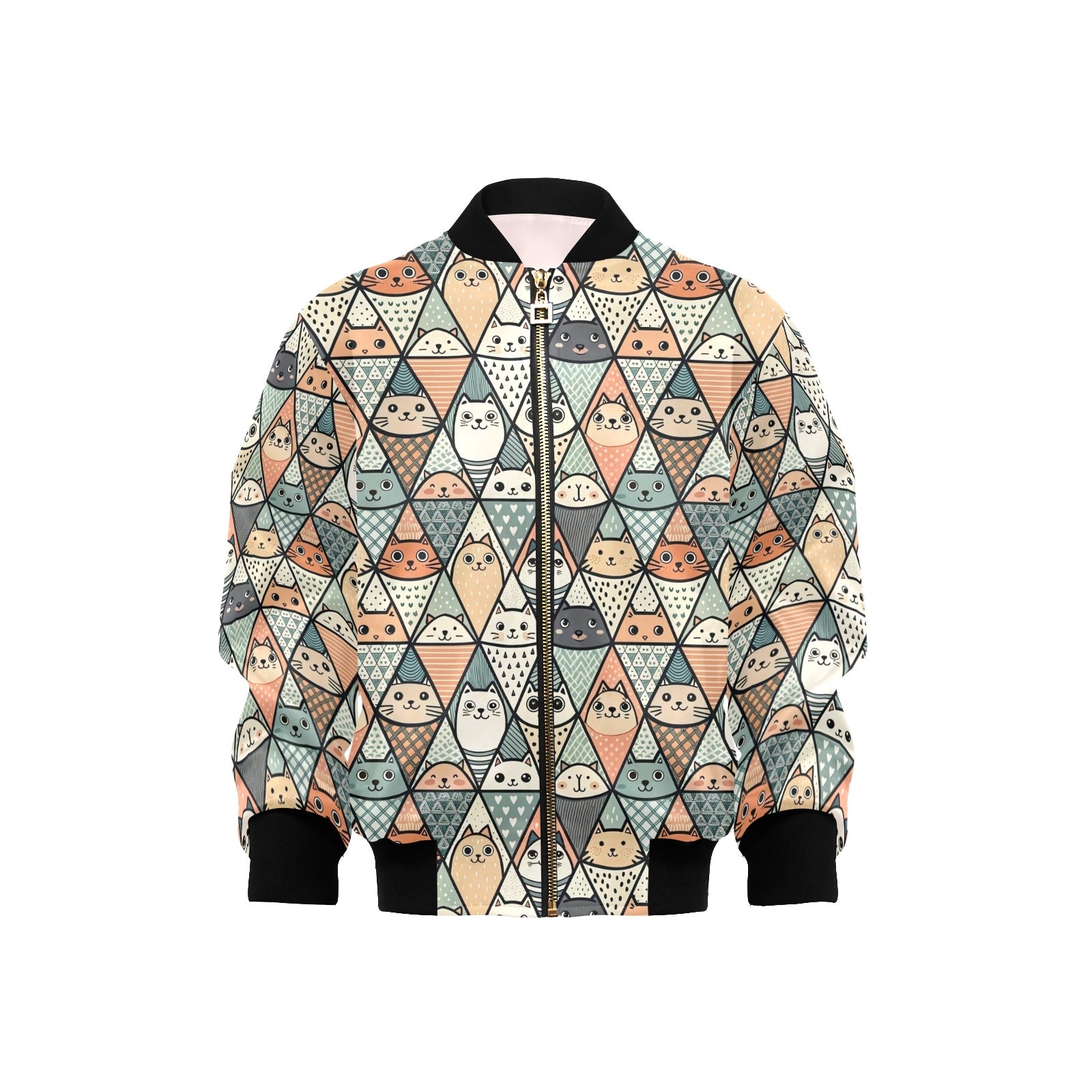 Diamond Cat Pattern Kids Bomber Jacket XL Kids Bomber Jacket animal Printed Offshore