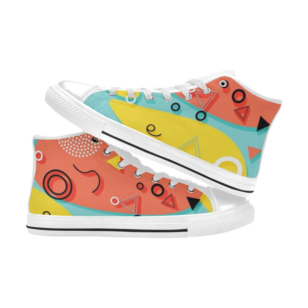 Abstract 80's Women's High Top Canvas Shoes Womens Classic High Top Shoes Printed Offshore Retro
