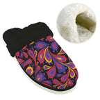 Paisley Swirl Women's Fur Trim Thick-Sole Indoor Slippers Women's Fur Trimmed Slippers Printed Offshore
