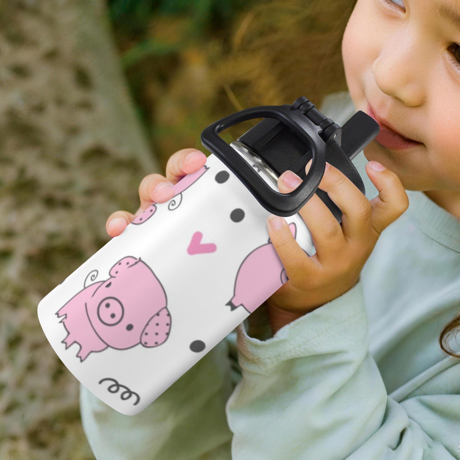 Little Piggies 12oz Kids Water Bottle with Straw Lid