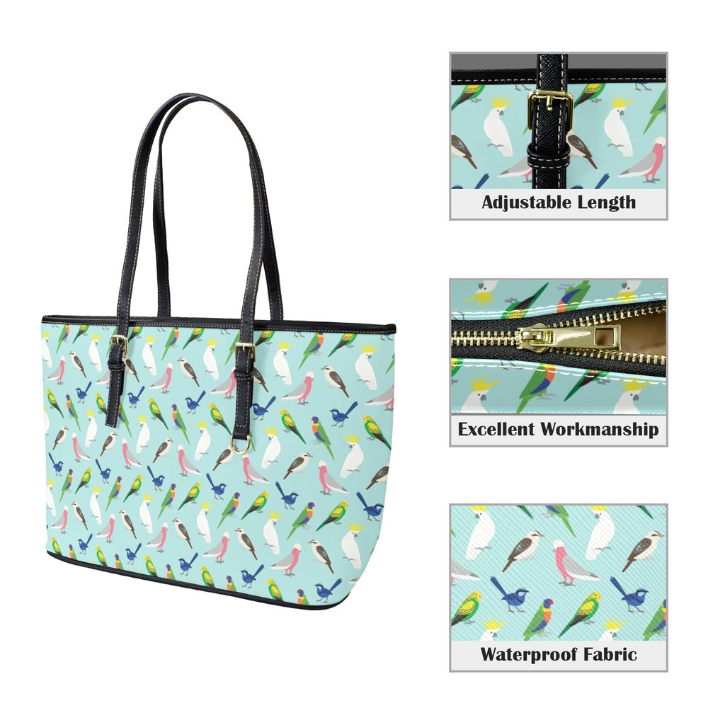 Australian Birds PU Leather Tote Bag Large