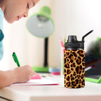 Leopard Print Kids Water Bottle with Chug Lid (12 oz) Kids Water Bottle with Chug Lid animal Printed Offshore