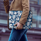Blue Hawaiian Floral Laptop Sleeve (Multiple Sizes) Laptop Sleeve Plants Printed Offshore