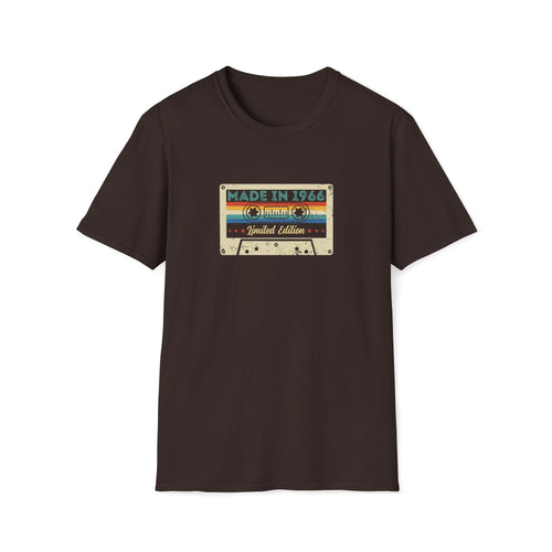 60th Birthday Made in 1966 Cassette Tape Unisex T-Shirt Dark Chocolate Unisex Adult T-shirt Birthday Globally Fulfilled