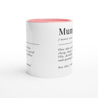 Mum Definition - White 11oz Ceramic Mug with Colour Inside Colour 11oz Mug Globally Fulfilled Mum