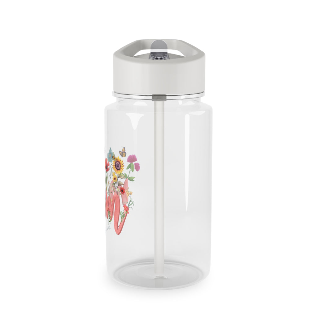 Personalised - Mum, With Flowers And Butterfly - Tritan Water Bottle
