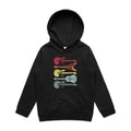 Retro Guitar Kid's AS Colour Hoodie Black Kids Hoodie Printed In Australia