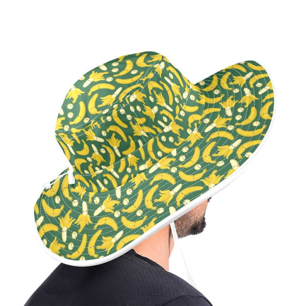 Happy Bananas Wide Brim Bucket Hat Wide Brim Bucket Hat Food Printed Offshore