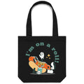 Hotdog, I'm On A Roll Canvas Tote Bag Black One Size Tote Bag Food Printed In Australia
