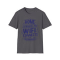 Home Is Where The WIFI Connects Automatically Unisex Softstyle T-Shirt Charcoal Unisex Adult T-shirt Australian Printer Tech
