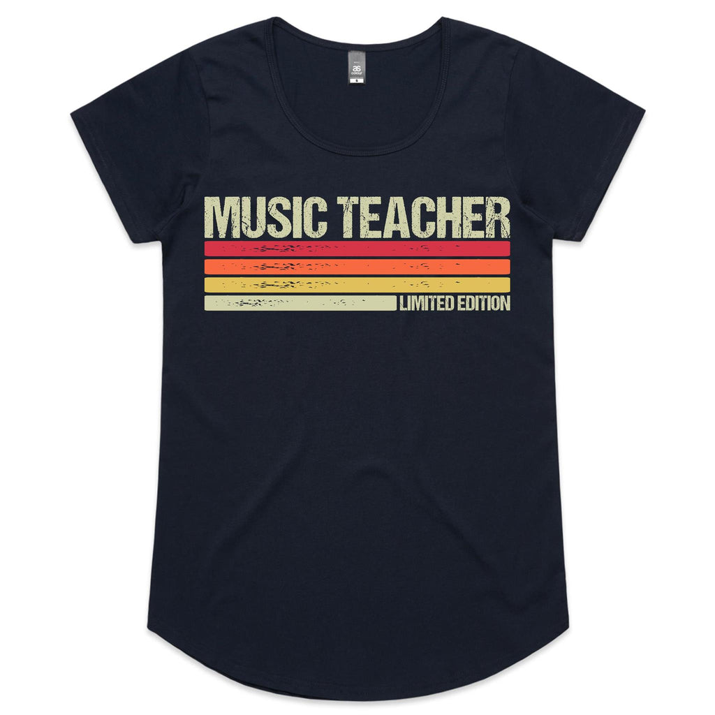 Music Teacher, Limited Edition - Womens Scoop Neck T-Shirt Navy Womens Scoop Neck T-shirt Music Printed In Australia Teacher