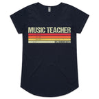 Music Teacher, Limited Edition - Womens Scoop Neck T-Shirt Navy Womens Scoop Neck T-shirt Music Printed In Australia Teacher
