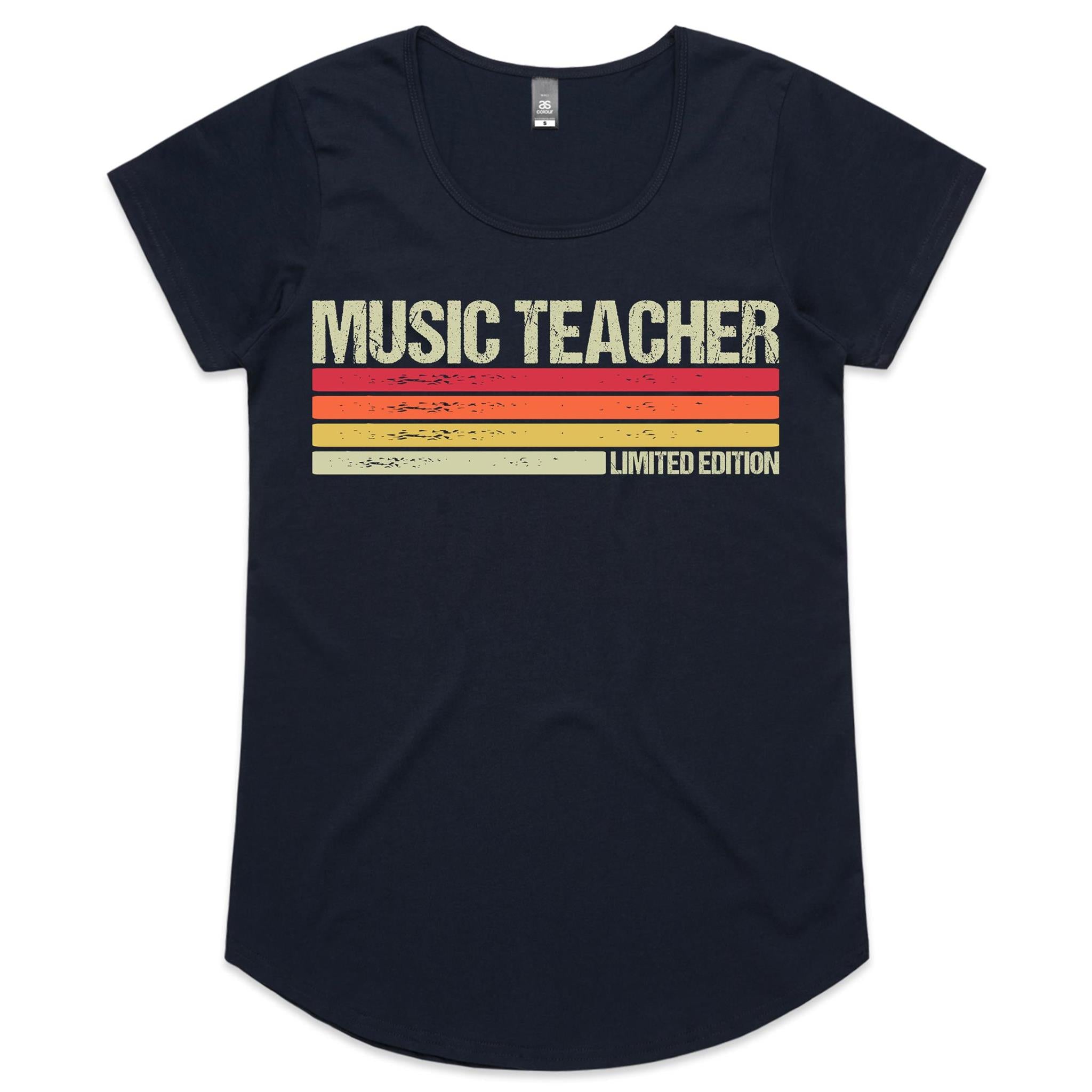 Music Teacher, Limited Edition - Womens Scoop Neck T-Shirt Navy Womens Scoop Neck T-shirt Music Printed In Australia Teacher