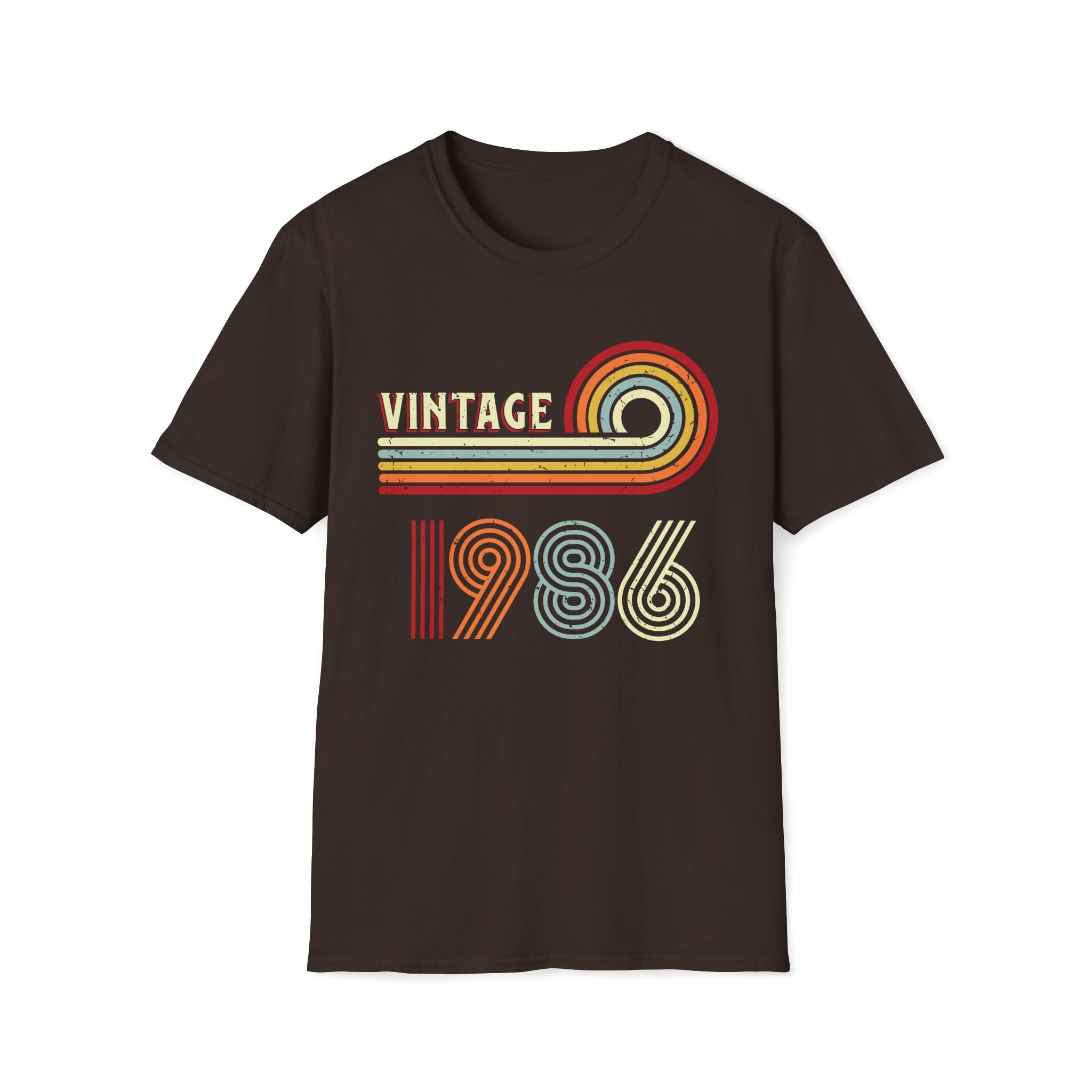 Turning 40 Vintage 1986 Retro Striped Unisex T-Shirt Dark Chocolate Unisex Adult T-shirt Birthday Globally Fulfilled