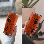 Halloween Black Cats 20oz Mobile Tumbler with Lid (Black Lock) 20oz Travel Mug animal Halloween Printed Offshore