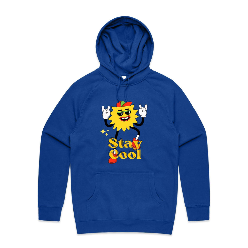 Stay Cool - Mens Hoodie Bright Royal Mens Hoodie Printed In Australia