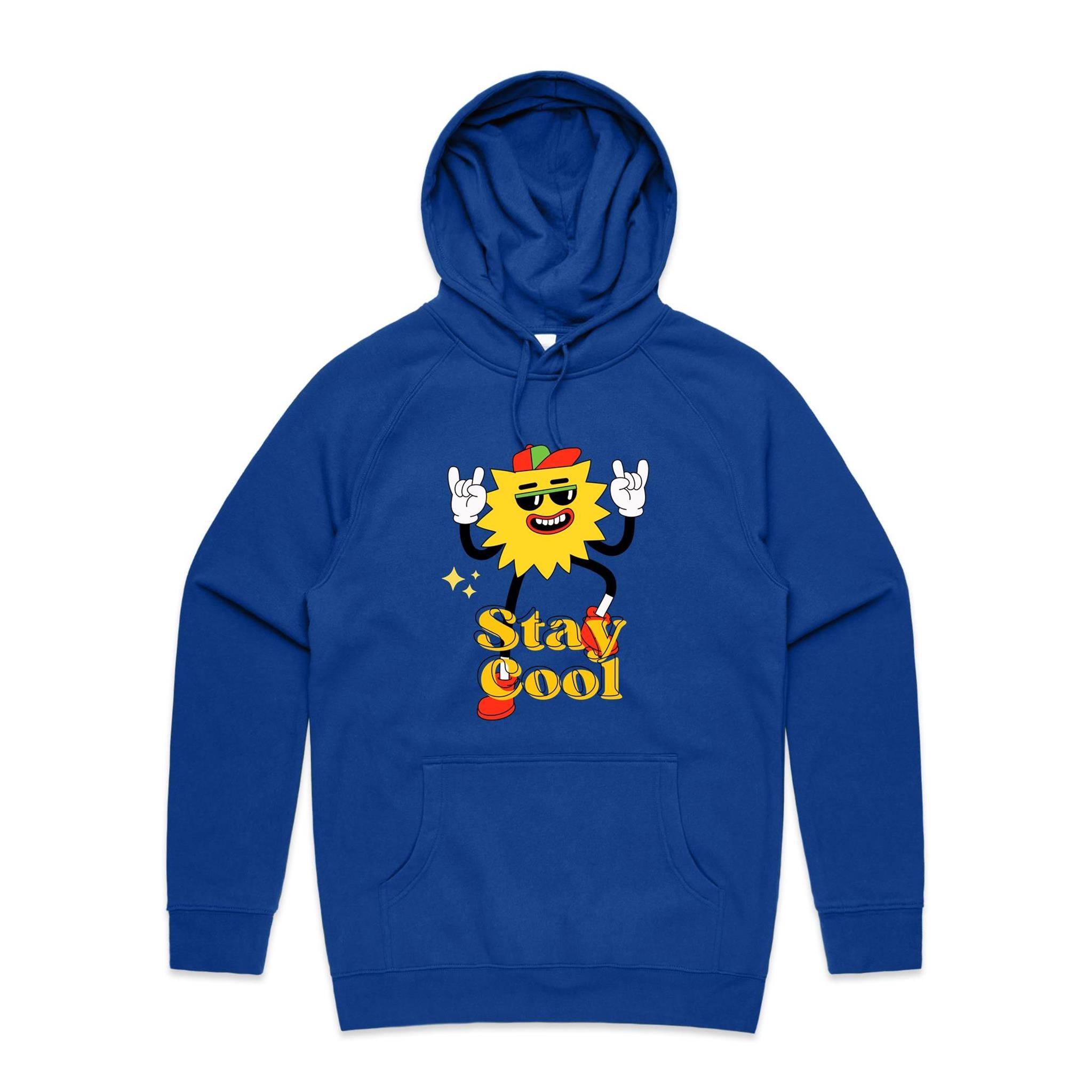Stay Cool - Mens Hoodie Bright Royal Mens Hoodie Printed In Australia