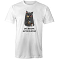 Life Begins After Coffee Men's AS Colour T-Shirt White Mens T-shirt Coffee Printed In Australia