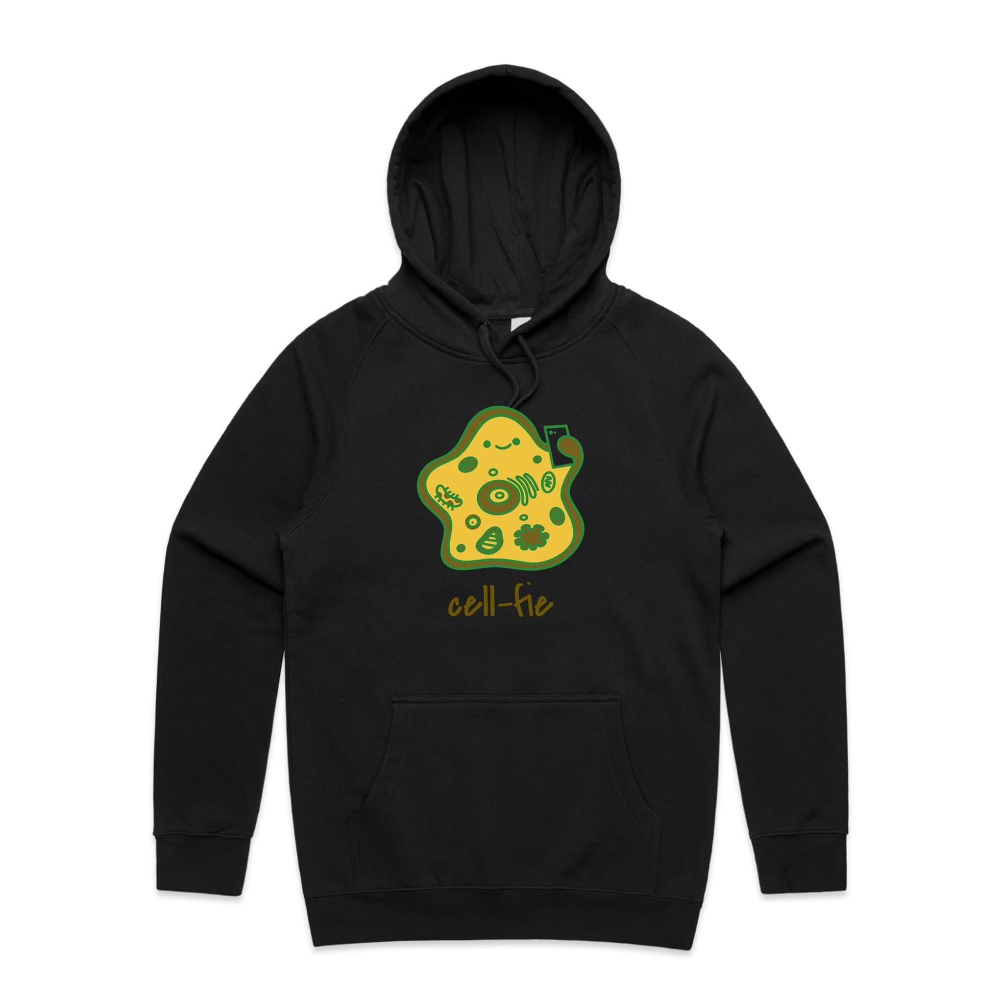 Cell-Fie, Cell Selfie - Mens Hoodie Black Mens Hoodie Printed In Australia Science