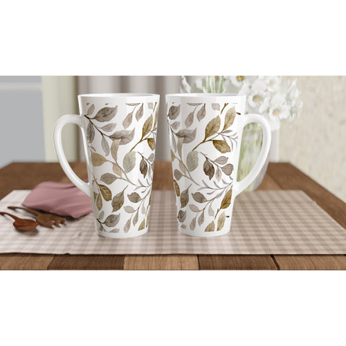 Autumn Leaves - White Latte 17oz Ceramic Mug Latte Mug Globally Fulfilled Plants