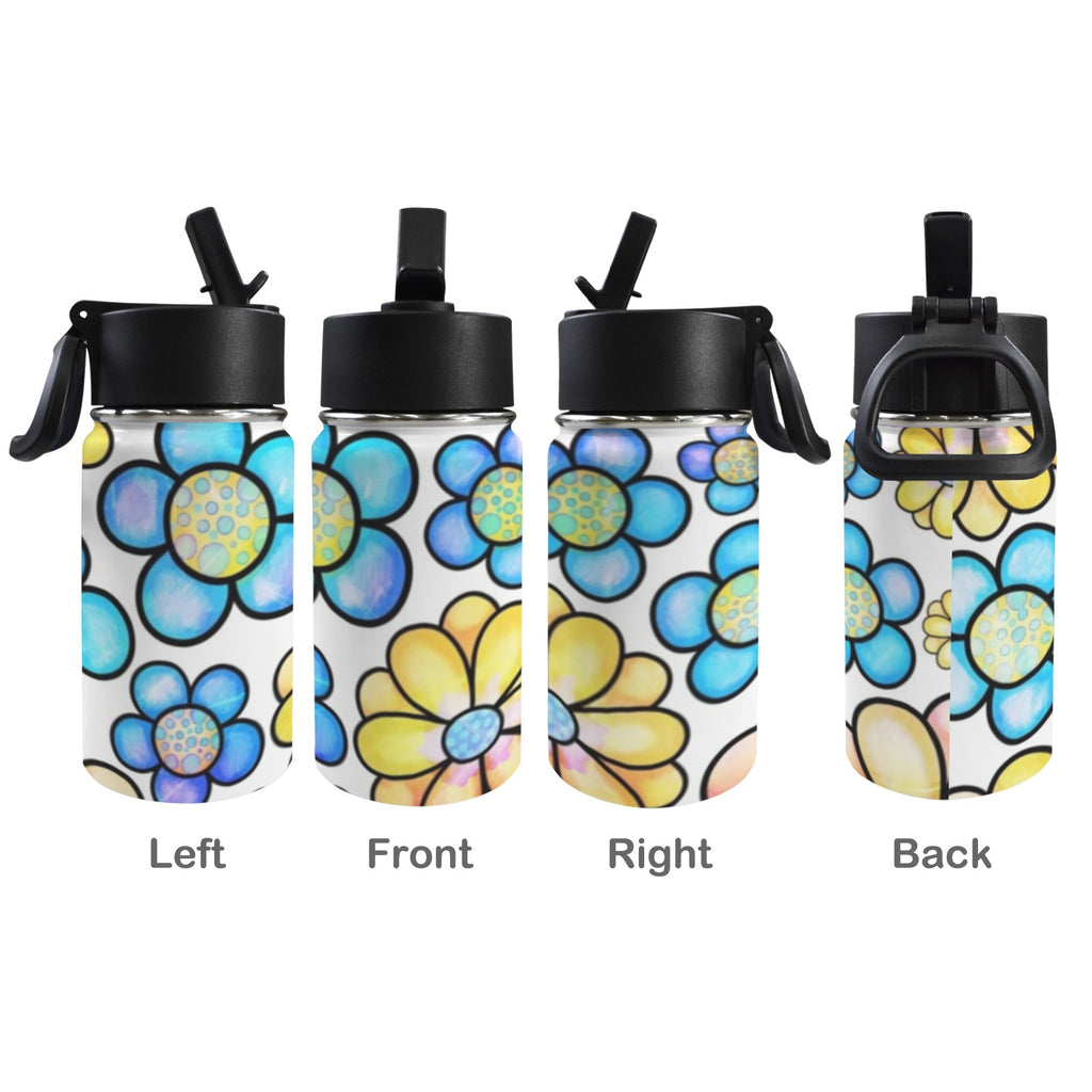 Simple Flowers 12oz Kids Water Bottle with Straw Lid
