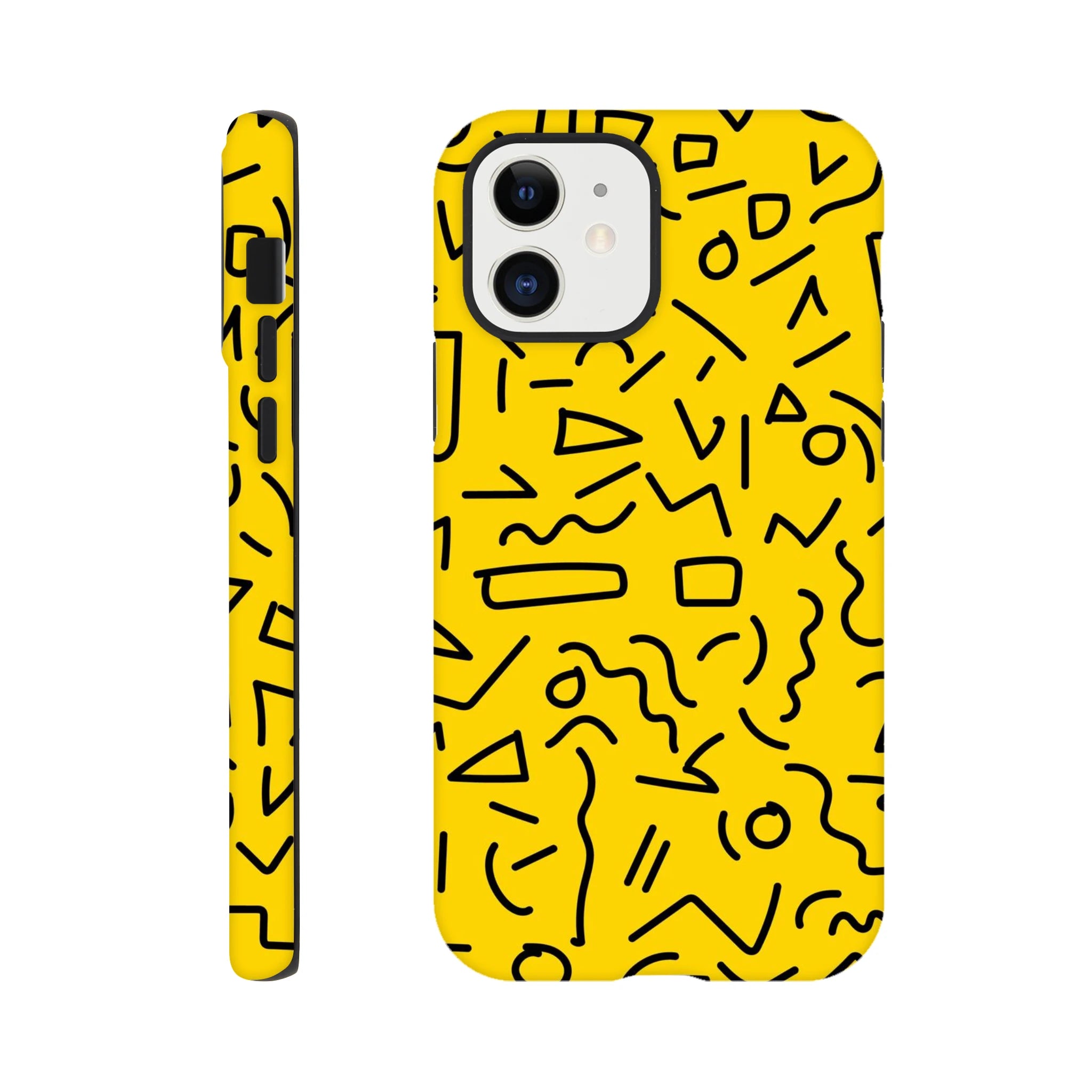 Yellow Black Graphic Squiggle - Apple iPhone Tough case iPhone 12 iPhone Tough Case Globally Fulfilled Retro