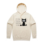 Frazzled Cat, It's Fine, I'm Fine, Everything Is Fine - Mens Hoodie Ecru Mens Hoodie animal Printed In Australia
