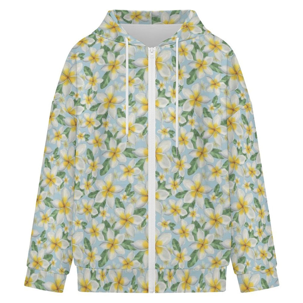 Delicate Frangipani Women's Full-Zip Hoodie
