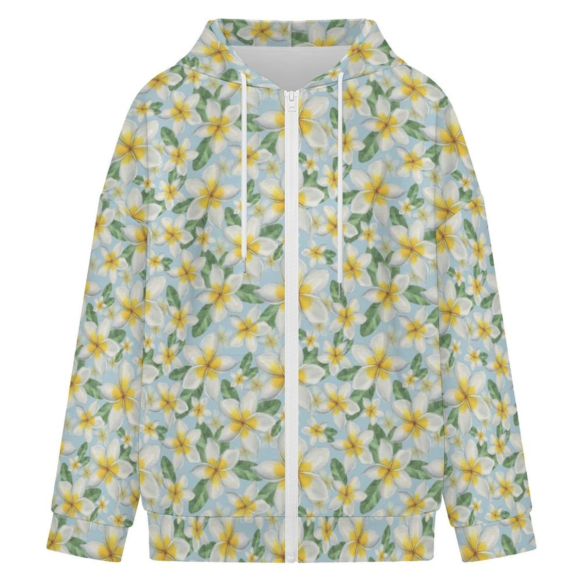 Delicate Frangipani Women's Full-Zip Hoodie