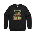 Chess And Education AS Colour Stencil Crew Sweatshirt Unisex Black Sweatshirt Chess Games Printed In Australia