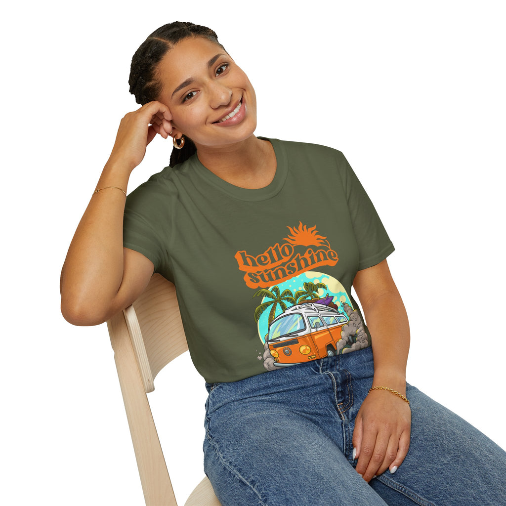 Hello Sunshine, Beach Van - Unisex Softstyle T-Shirt