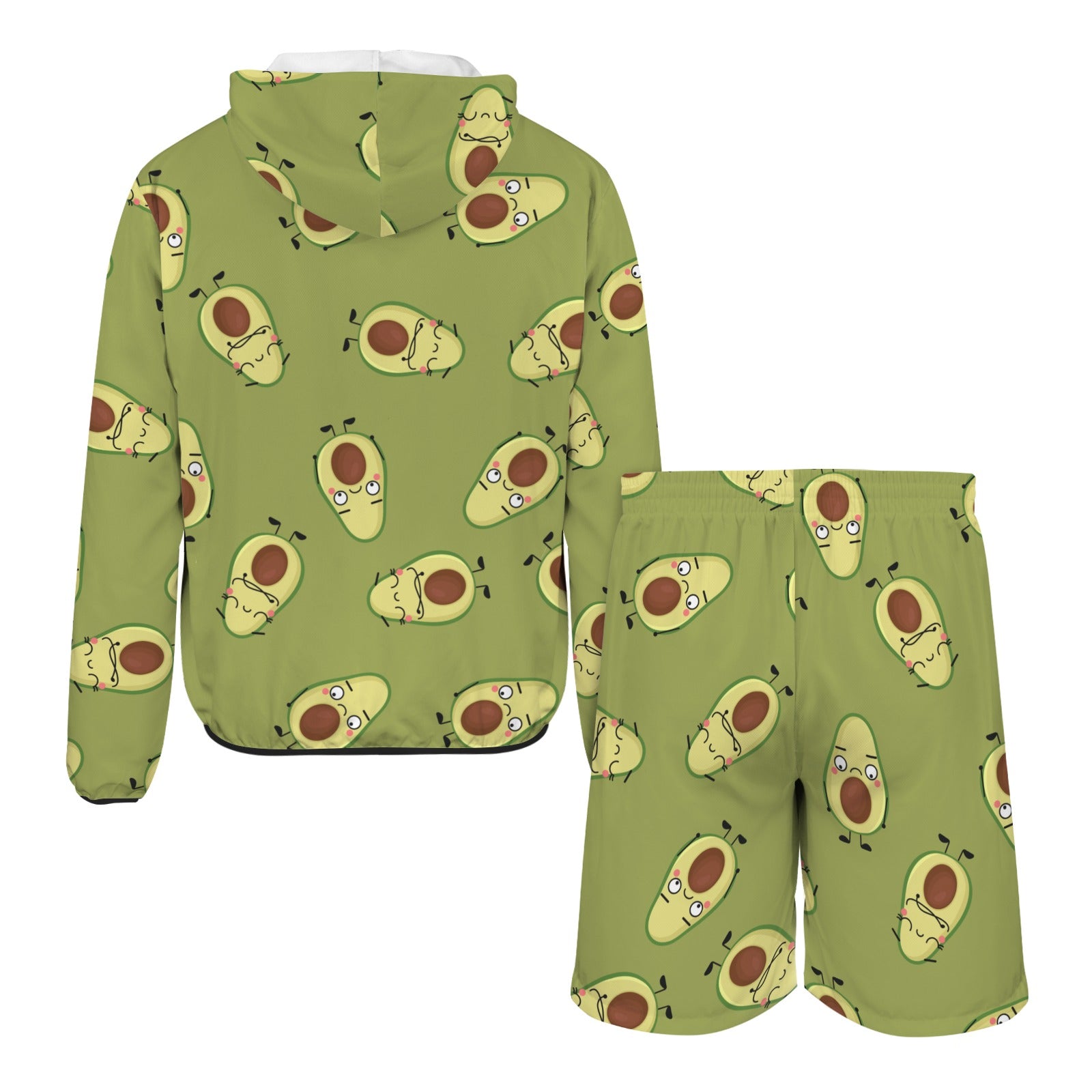 Avocado Characters Men's Lightweight Sun Hoodie & Shorts Set Men's Lightweight Sun Hoodie & Shorts Food Printed Offshore