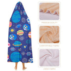 Planets On Blue Kids Hooded Blanket 100cm x 130cm