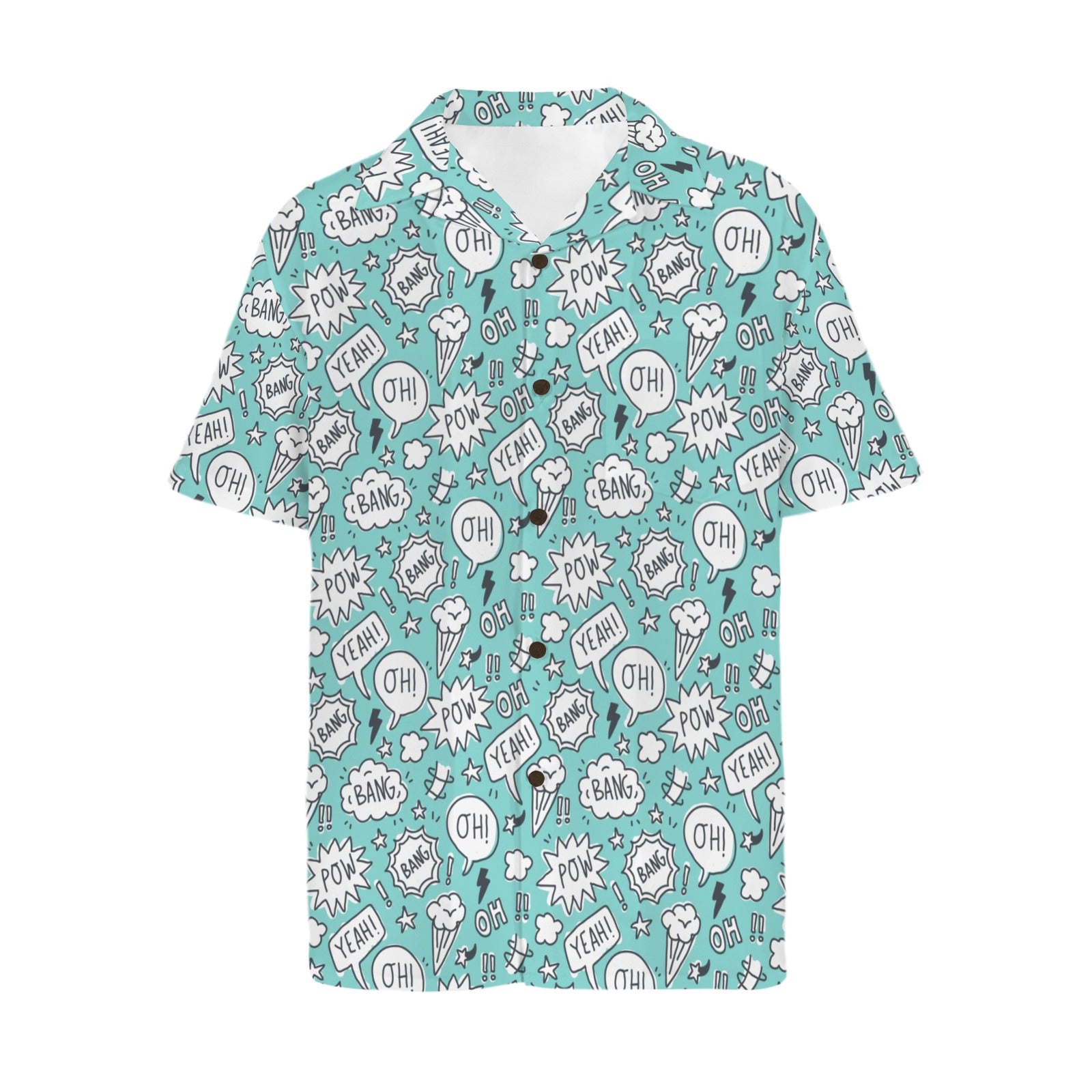 Comic Book Speech Bubbles Men's Short Sleeve Hawaiian Shirt Men's Hawaiian Shirt (New) comic Printed Offshore