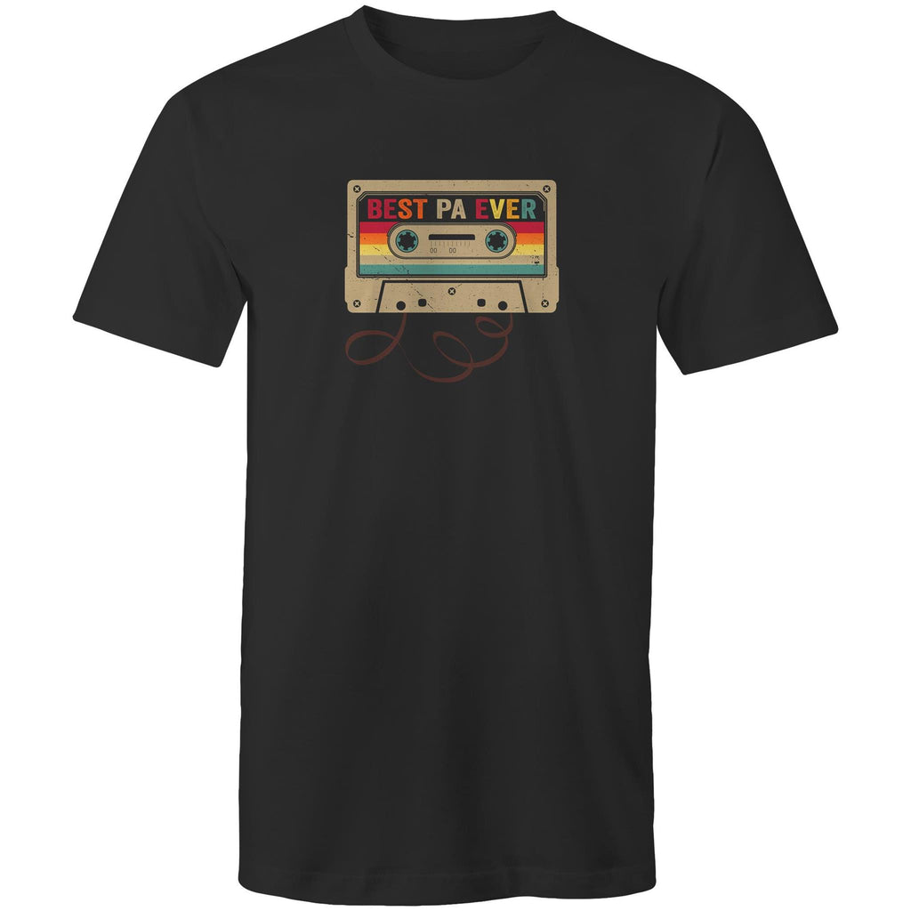 Best Pa Ever, Cassette Tape - Mens T-Shirt Black Mens T-shirt Dad Music Printed In Australia