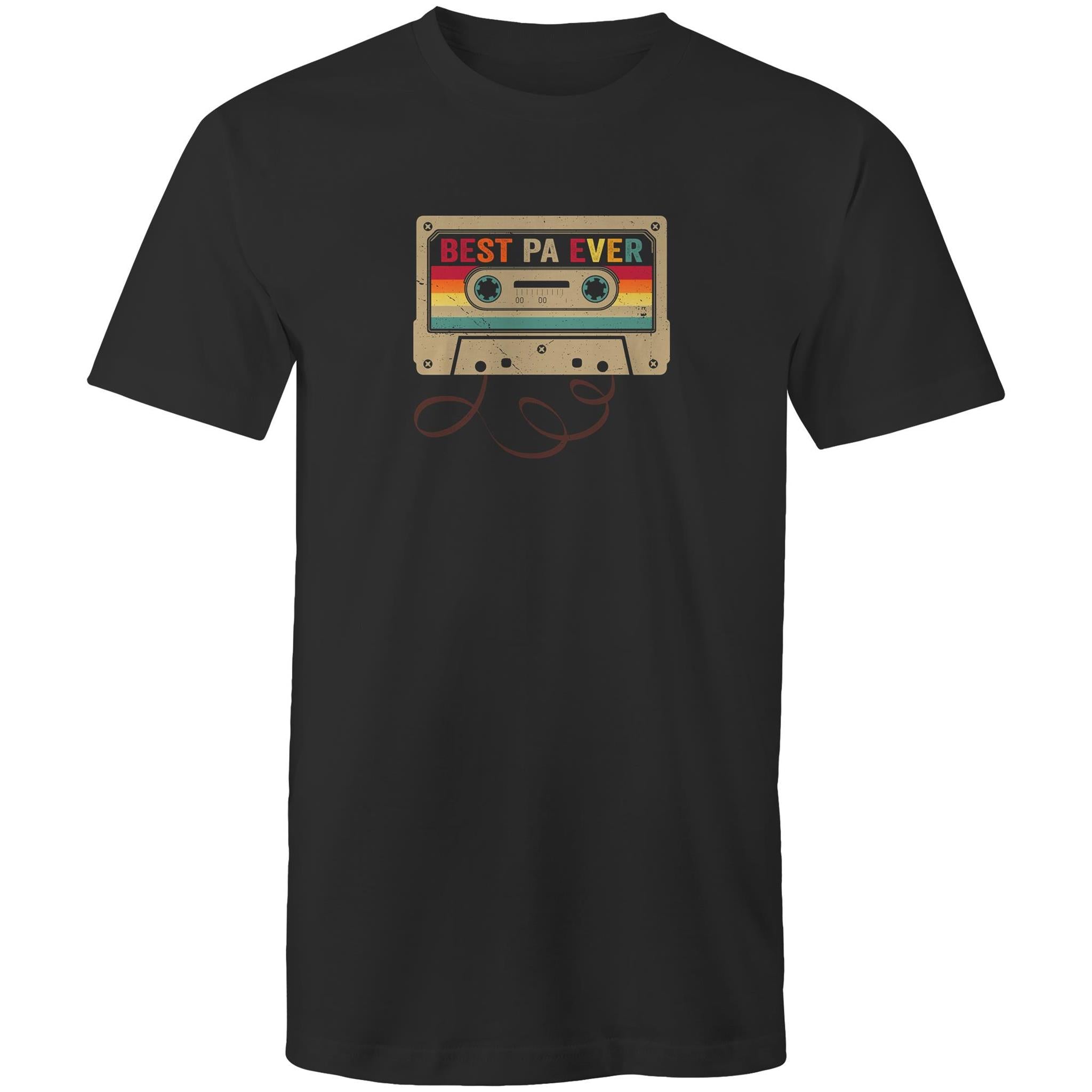 Best Pa Ever, Cassette Tape - Mens T-Shirt Black Mens T-shirt Dad Music Printed In Australia
